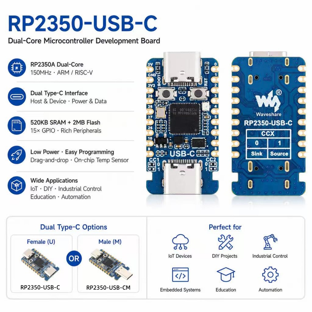 Banana Pi Bpi-M5 - RP2350-USB-C Mini Development Board, Raspberry Pi